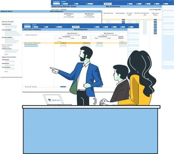 Teaching classroom training on Tally software